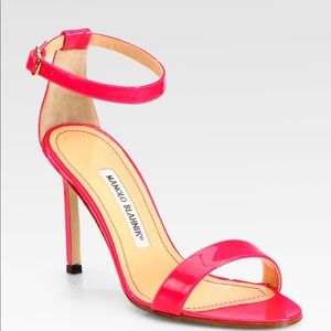 Manolo Blahnik Chaos patent leather pink stilettos